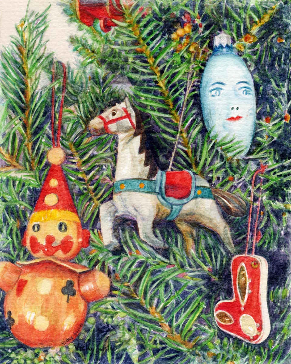 Ornaments on the Christmas Tree by Vicky Surles 
