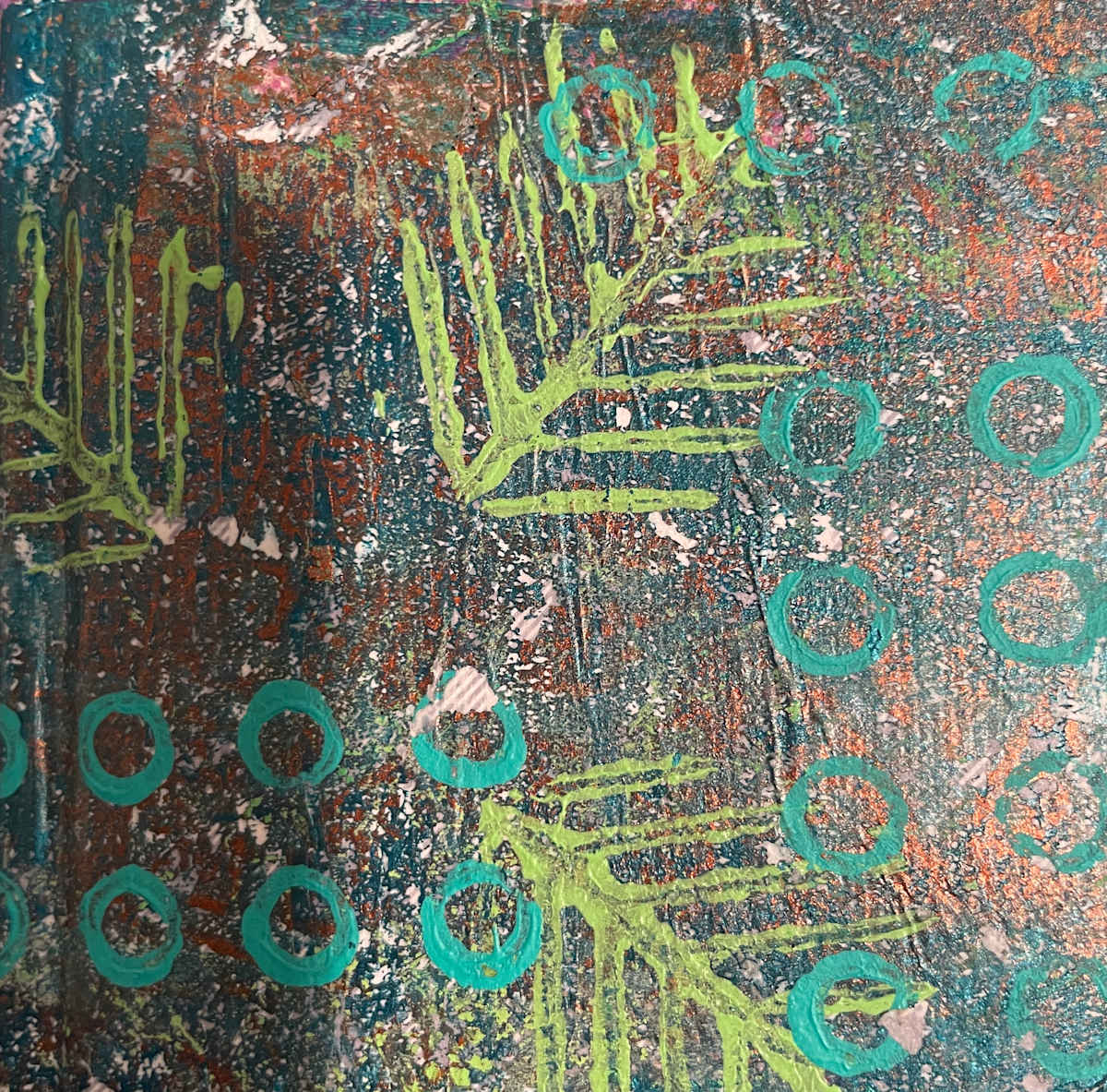 green and teal mini journal by Gail Kaplan-Wassell, Image 1.