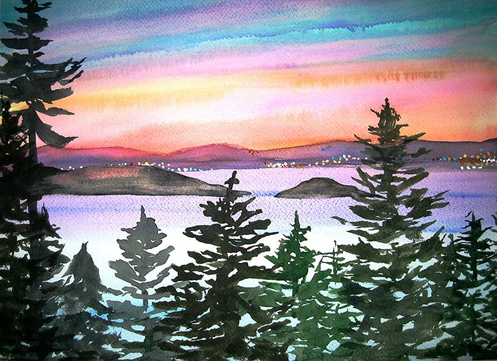 Orcas Island Sunset by Barbara Mandel 