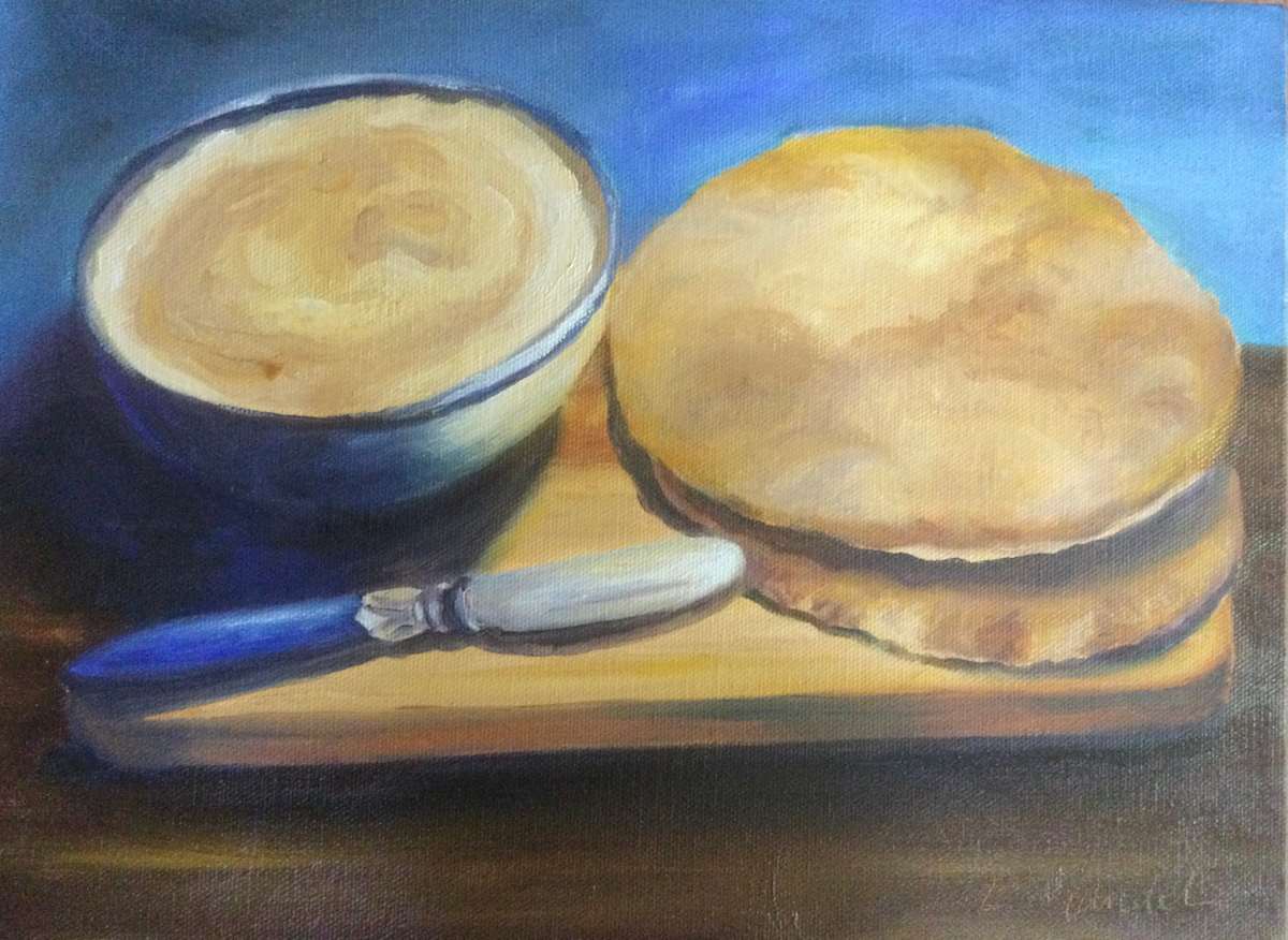 Pita and Hummus by Barbara Mandel 
