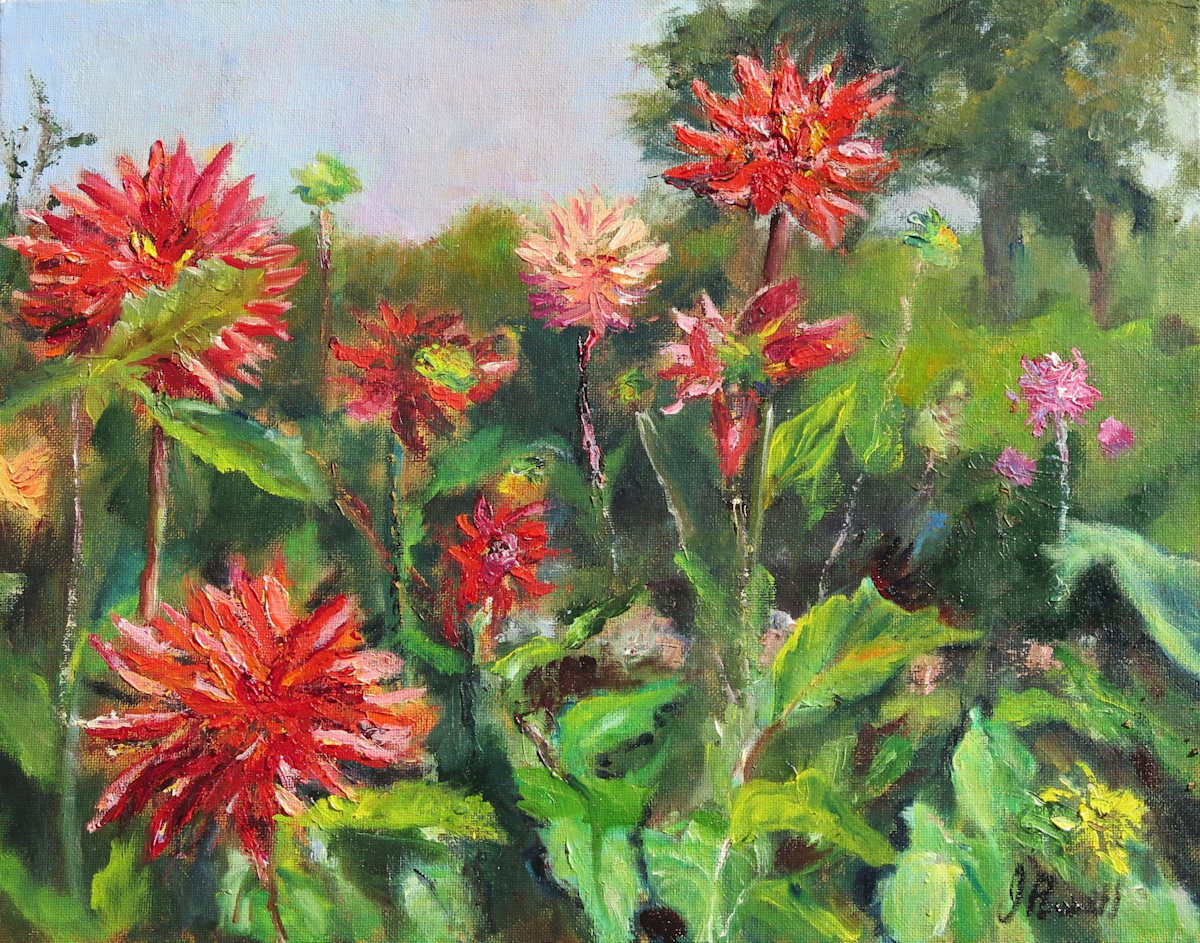 Red Dahlia Park by Jeanne Powell 