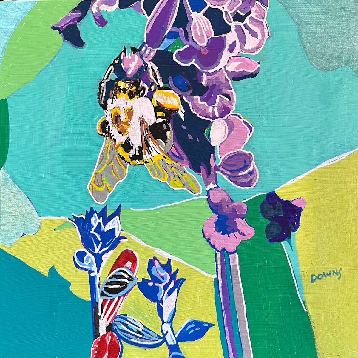 Bee, Purple, Red and Blue by Jamie Downs 