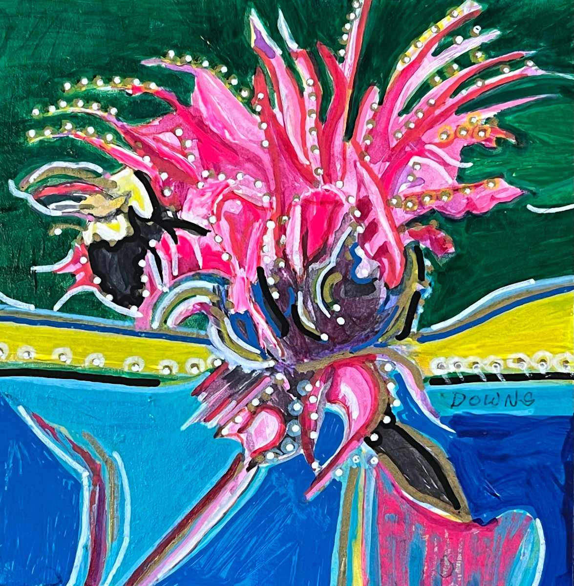 Bee on Bee Balm with Pollen Dots by Jamie Downs 