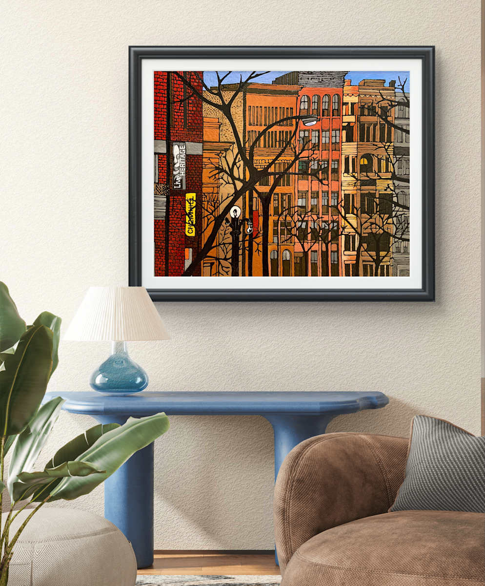 Winnipeg Exchange by Joanne Berger  Image: The painting's vibrant colors and intricate details not only highlight the architectural elegance but also evoke a nostalgic ambiance, harking back to cherished memories of Winnipeg.