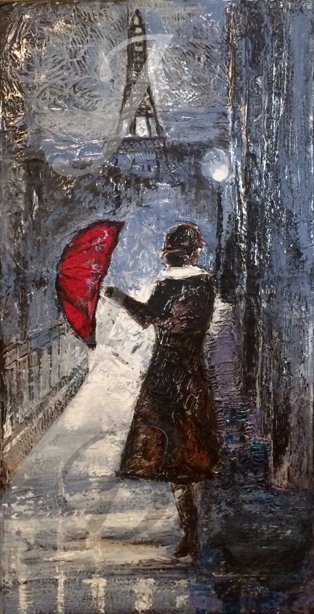 Girl with red umbrella by Joanne Berger 