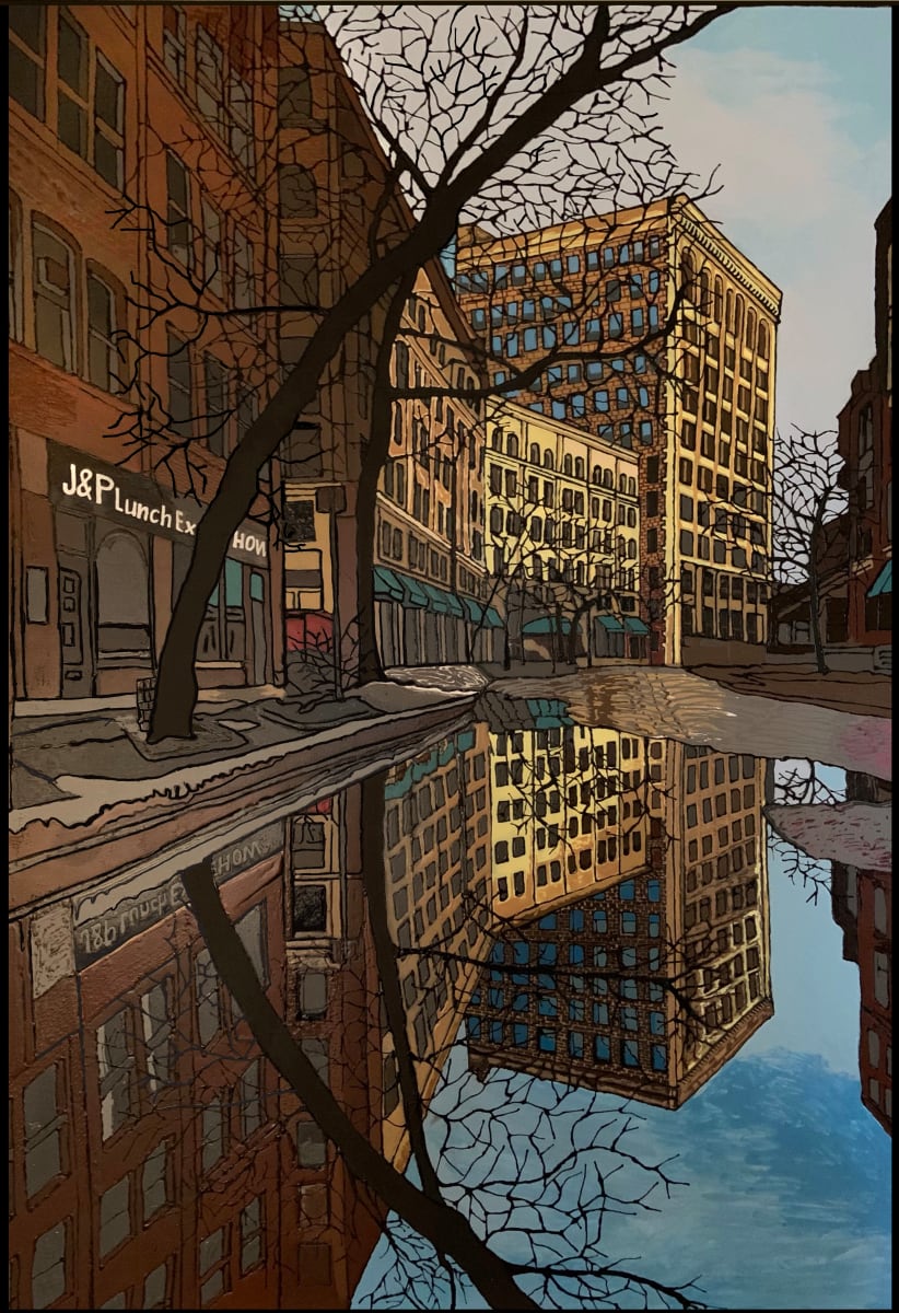 Winnipeg Exchange street reflection by Joanne Berger  Image: Winnipeg exchange street reflection