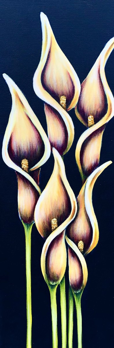 Small Works - Yellow Calla Lillies #973 by Denise Cassidy Wood 