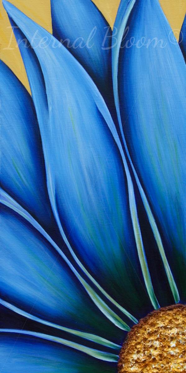 Blue Daisy (pale yellow background) by Denise Cassidy, Image 1.