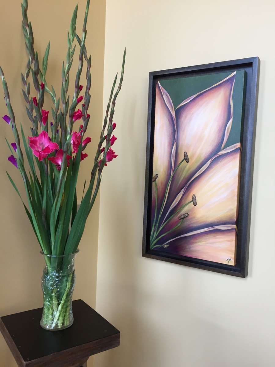 Caramel Lily 15 x 30 (framed) by Denise Cassidy Wood 