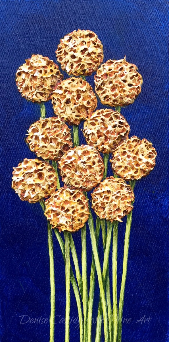 Small Works-Billy Buttons #703 by Denise Cassidy Wood 