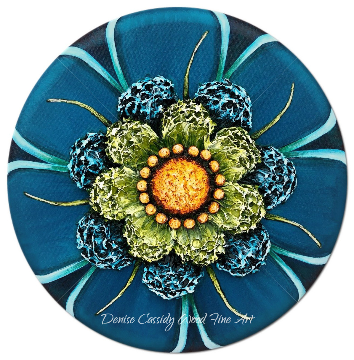 Lg. Aqua Mandala #745 by Denise Cassidy Wood 