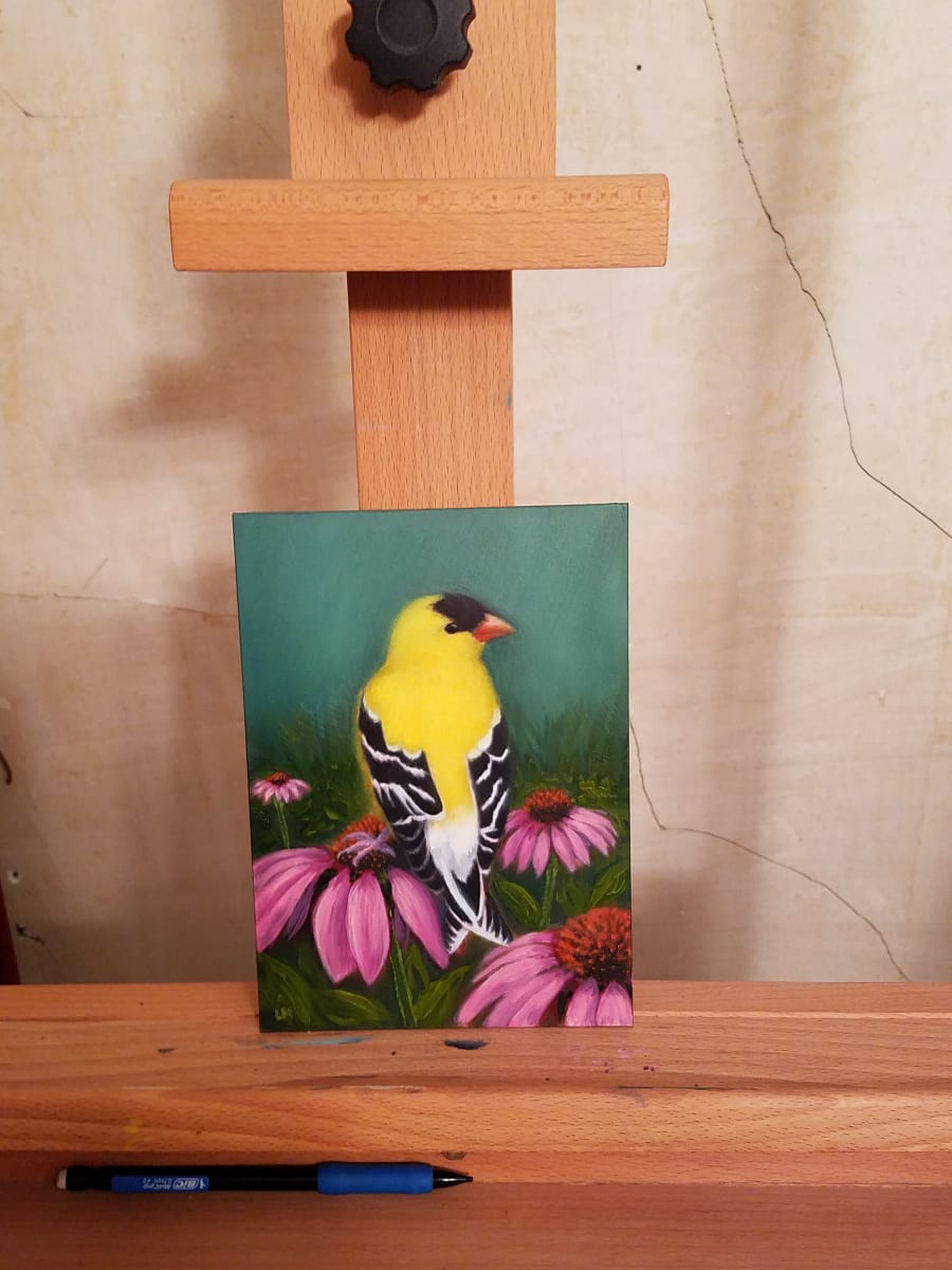 Goldfinch - Commission SOLD by Linda Merchant Pearce 