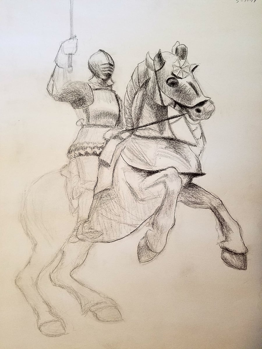 Knight and Horse SKETCH by Linda Merchant Pearce 