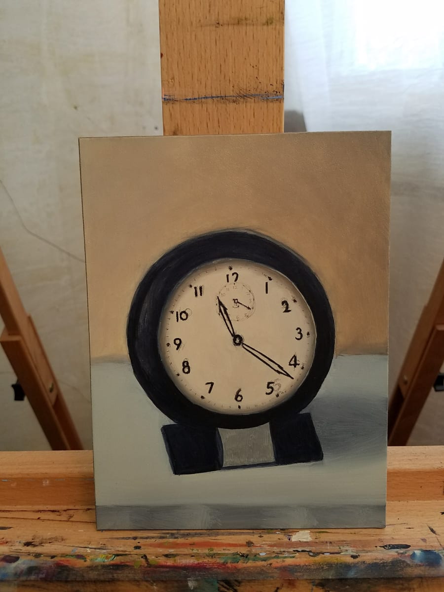 Old Alarm Clock IN PROGRESS by Linda Merchant Pearce 