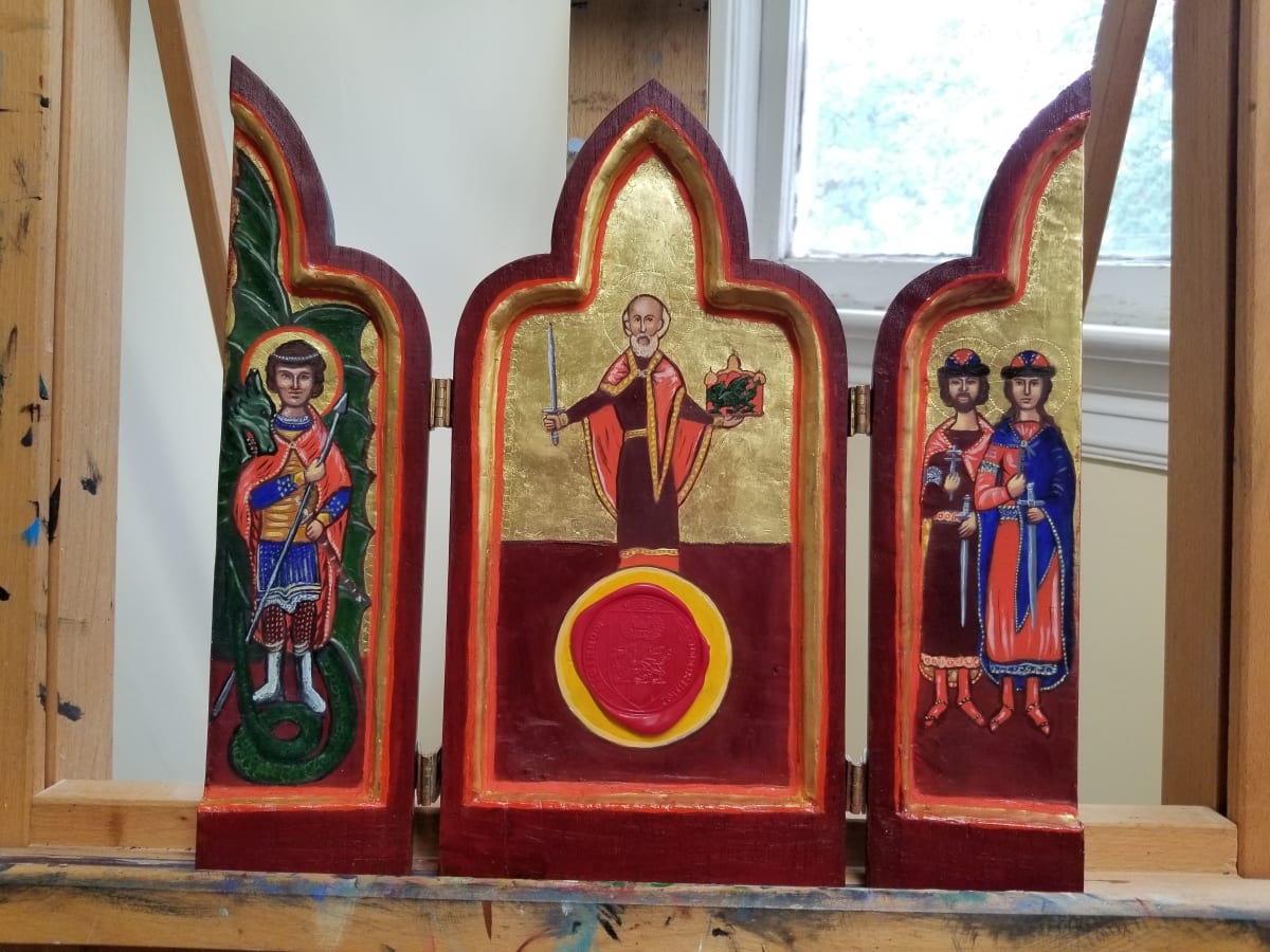 Saint Triptych COMMISSION SOLD by Linda Merchant Pearce 