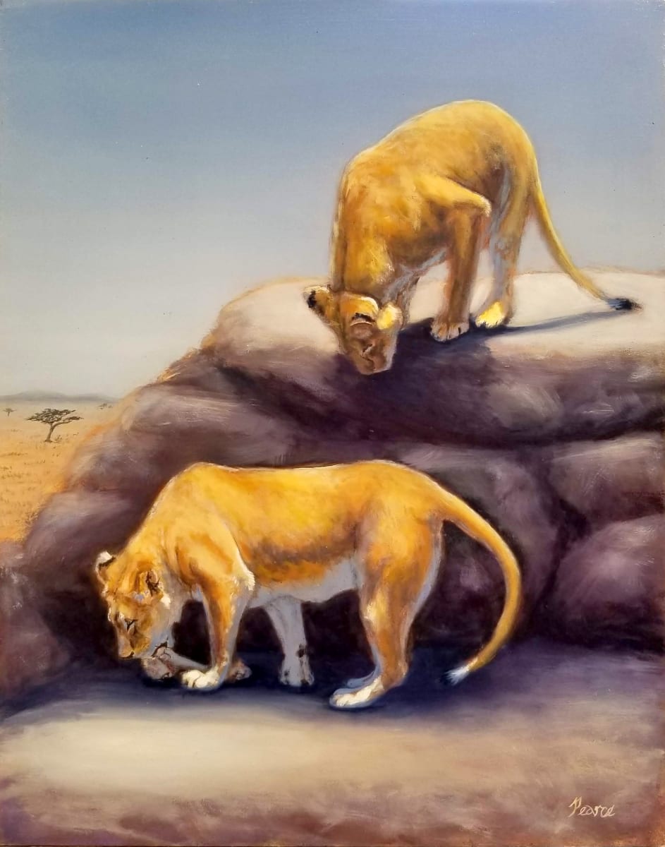 Ambush at High Noon - Lions by Linda Merchant Pearce 