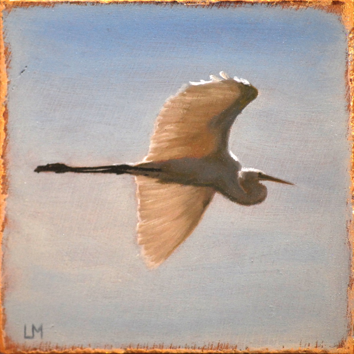 Soaring Egret Tile SOLD by Linda Merchant Pearce 