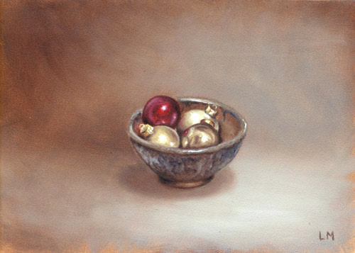 Ornaments in a Bowl SOLD by Linda Merchant Pearce 