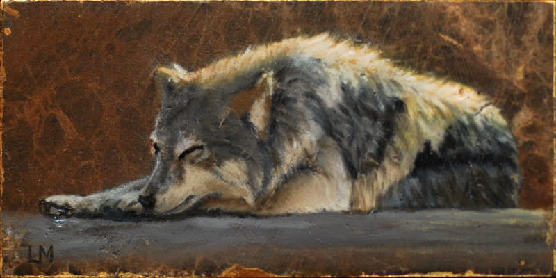 Sleeping Wolf Tile SOLD by Linda Merchant Pearce 