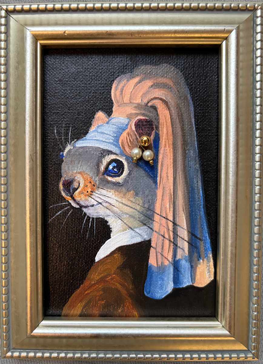 Kelly Lyles:  SQUIRREL WITH A PEARL EARRING 1 by STEPHANIE HARGRAVE, Image 1.