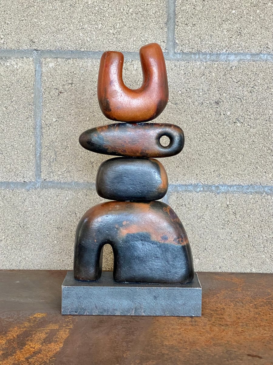 Pit Fired Rune Stack by Carol Horst  Image: front
