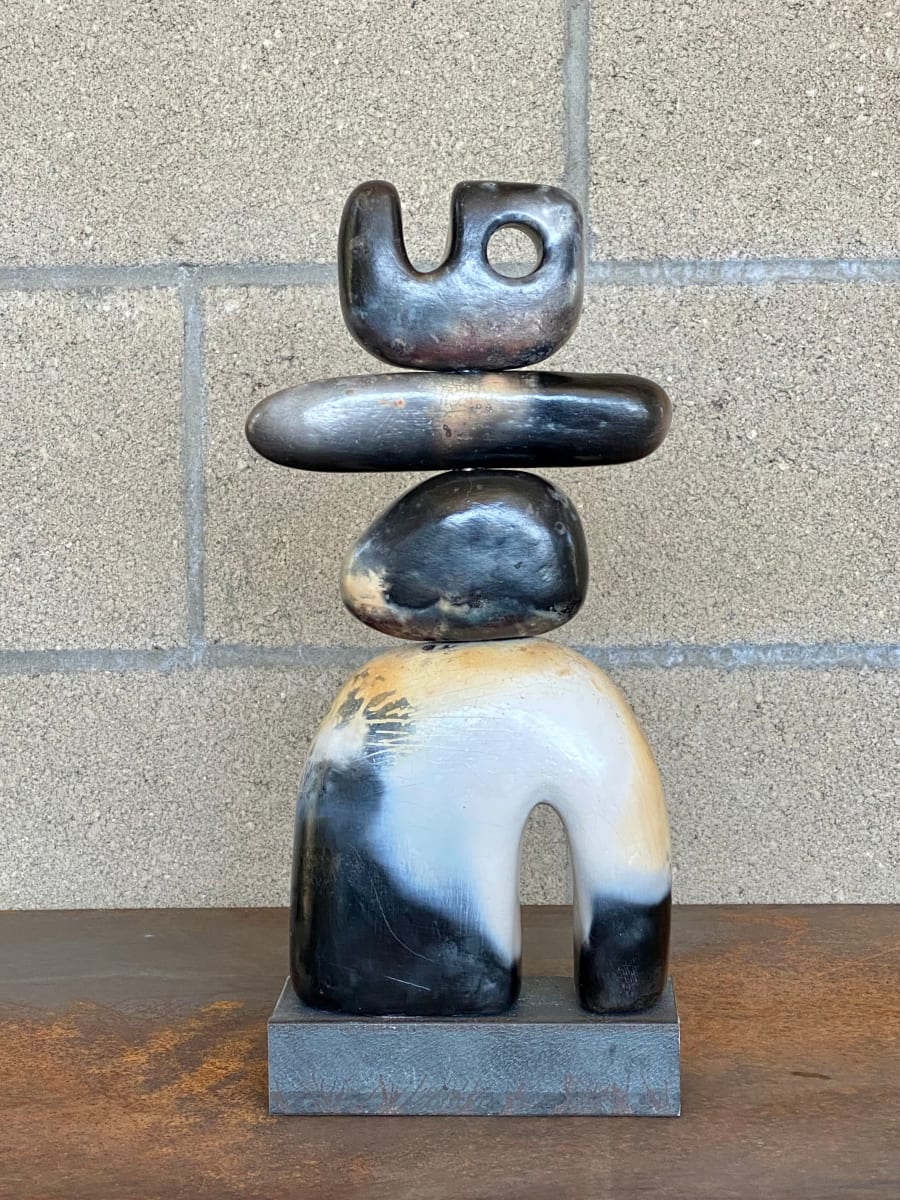 Pit Fired Rune Stack by Carol Horst  Image: Front