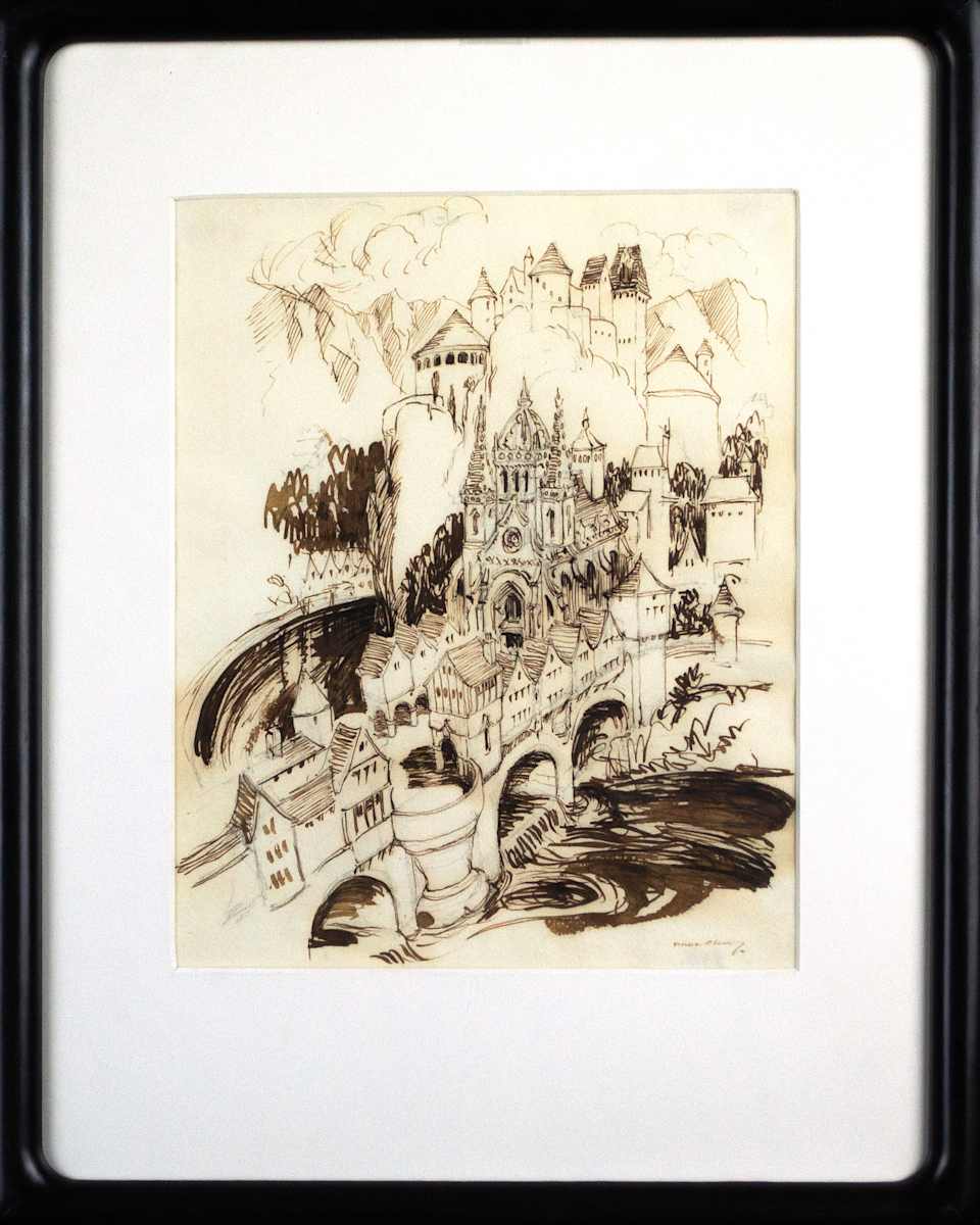 Untitled Village, Church And Castle In Landscape by Vrnae Chu 