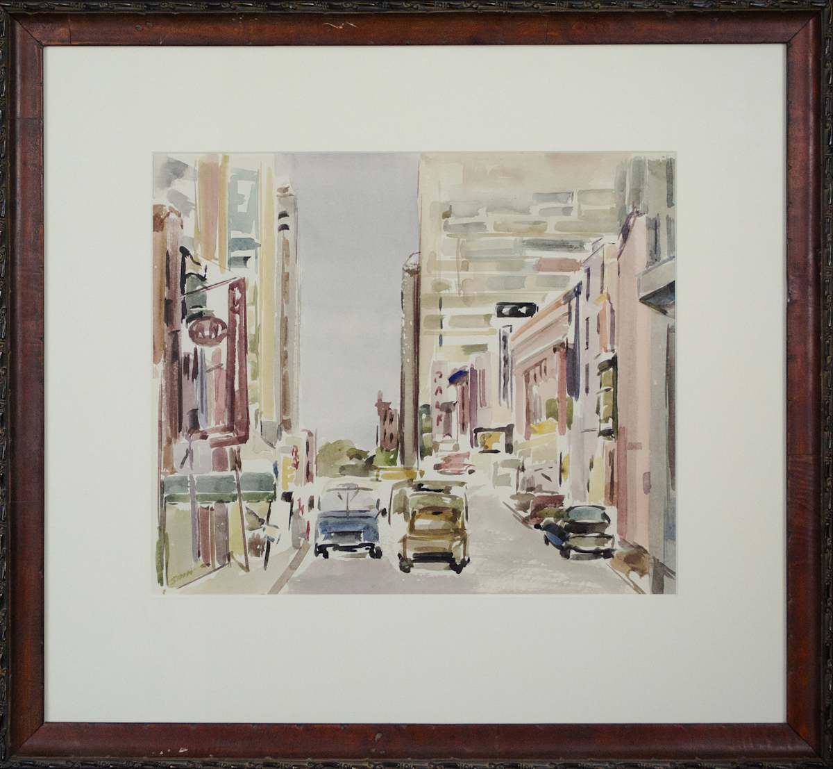 Untitled, City Street Scene With Cars Driving And Parked by Joan Fai Shih 