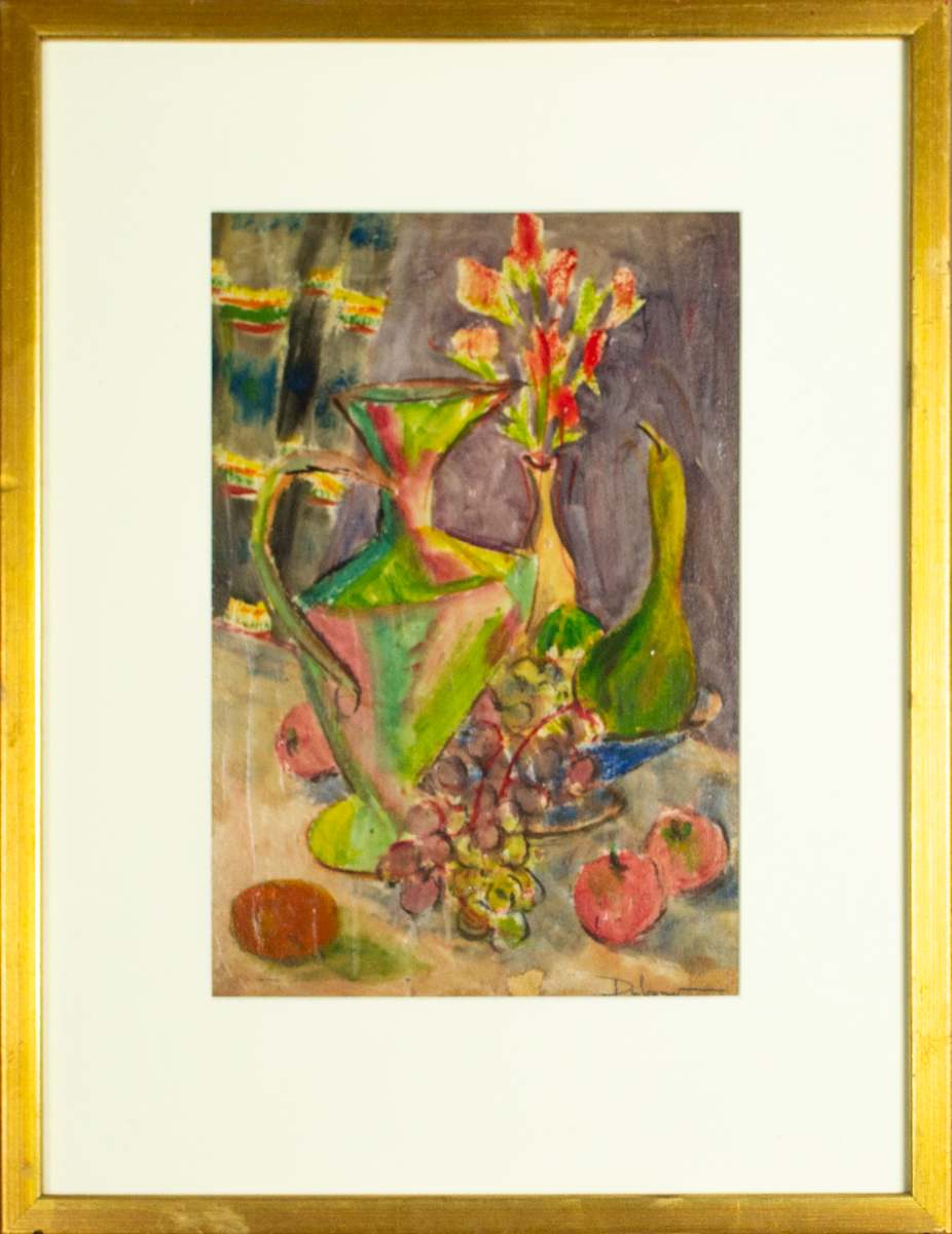 Modernist Still Life / Fruit, Flowers & Vase by Elaine Dubrow, Image 1.