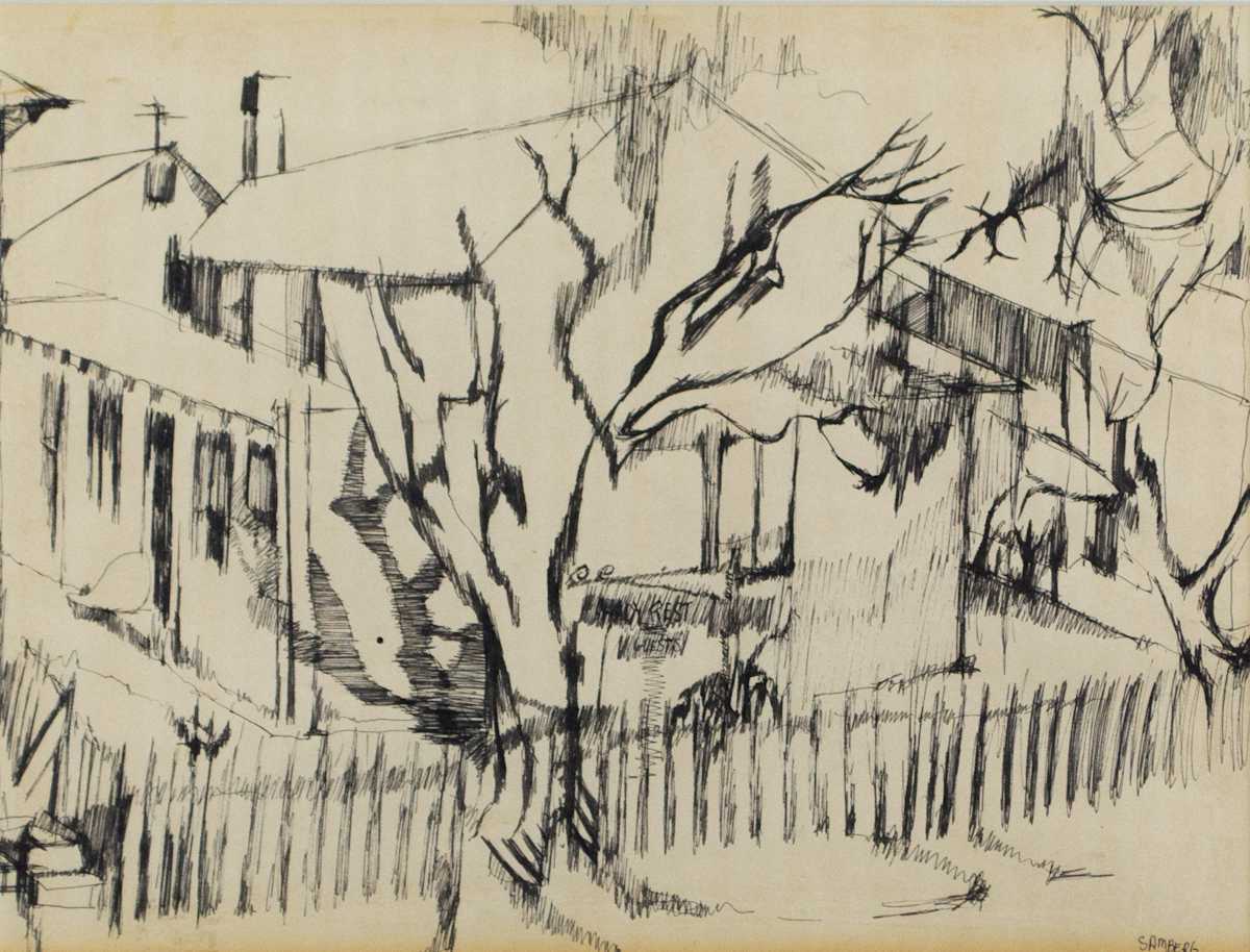 House With Fence And Trees by Ellen Samberg, Image 2.