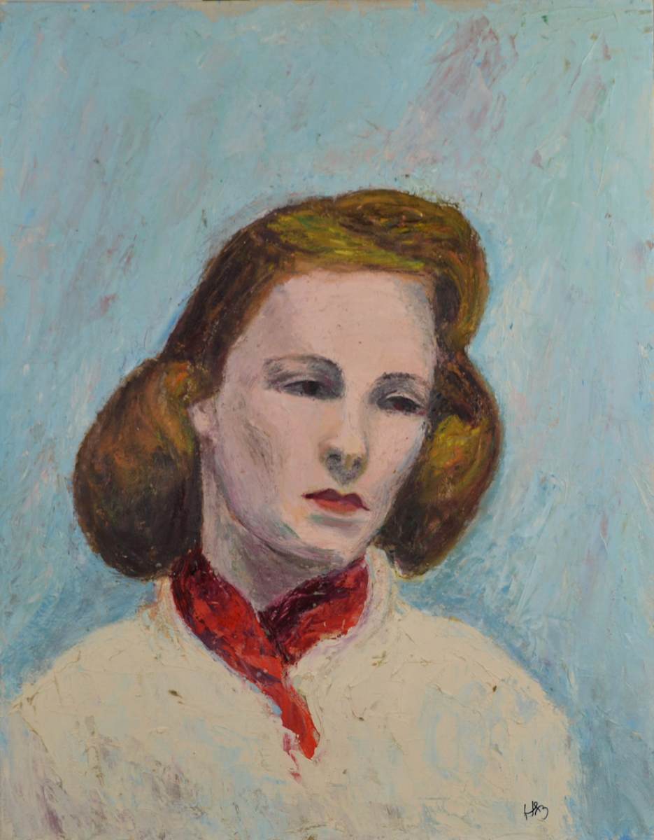 Portrait Of A Woman With Red Scarf by Helen Barth 