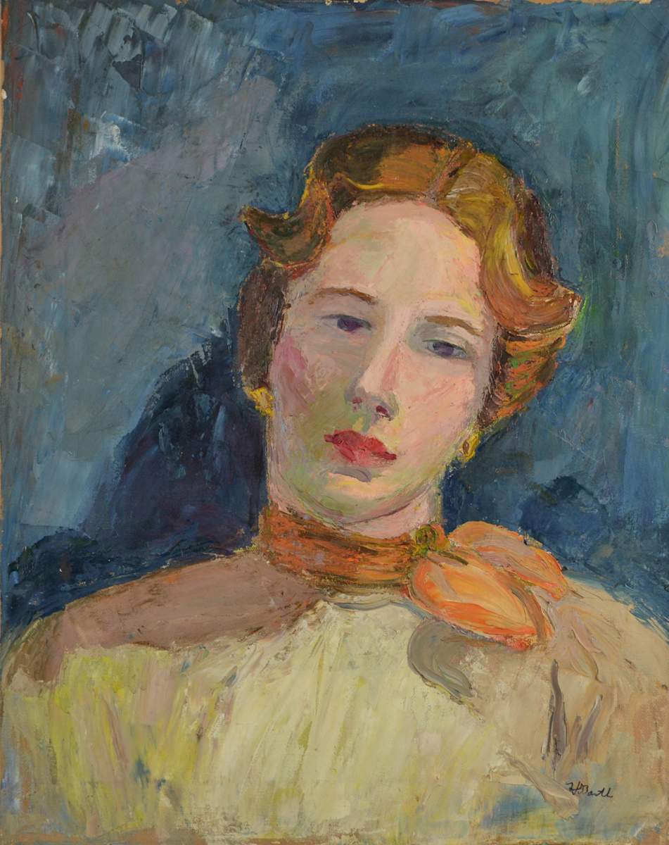Portrait Of A Woman With Orange Scarf by Helen Barth 