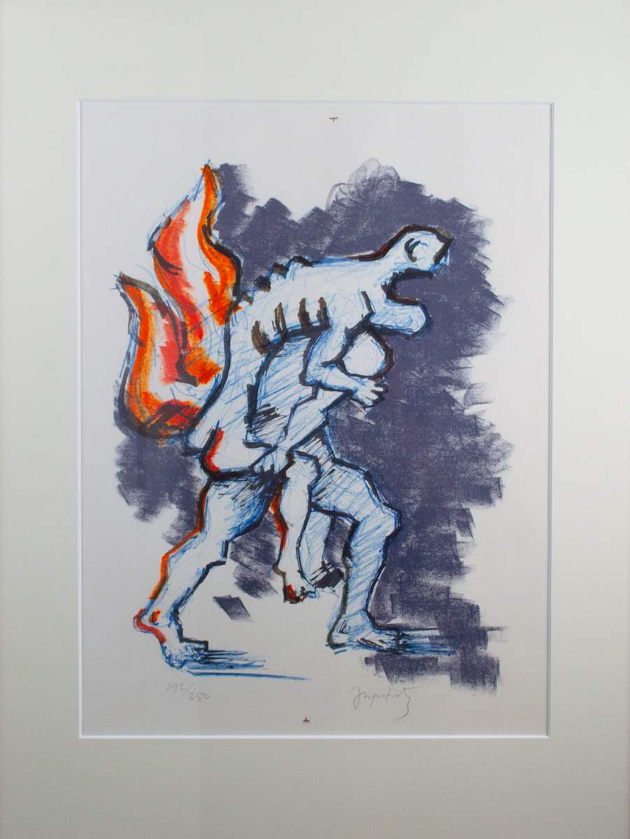 Untitled Abstract Nude Carrying Nude, Both Running From Fire. by Jacques Lipchitz 