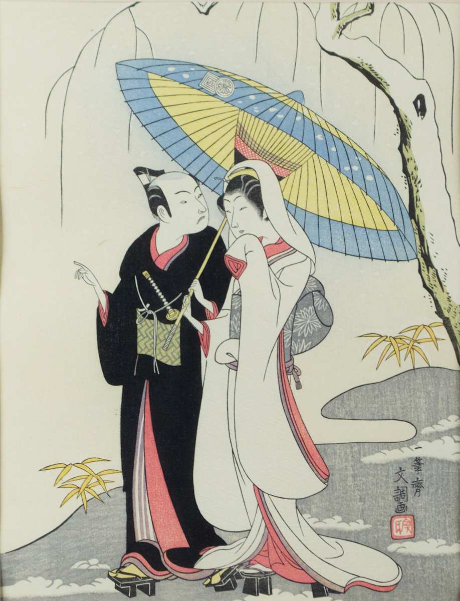Couple Under Umbrella by After Ippittsusai Buncho, Image 2.