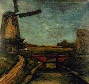 Dutch Landscape With Canal And Windmill by August Schluter 