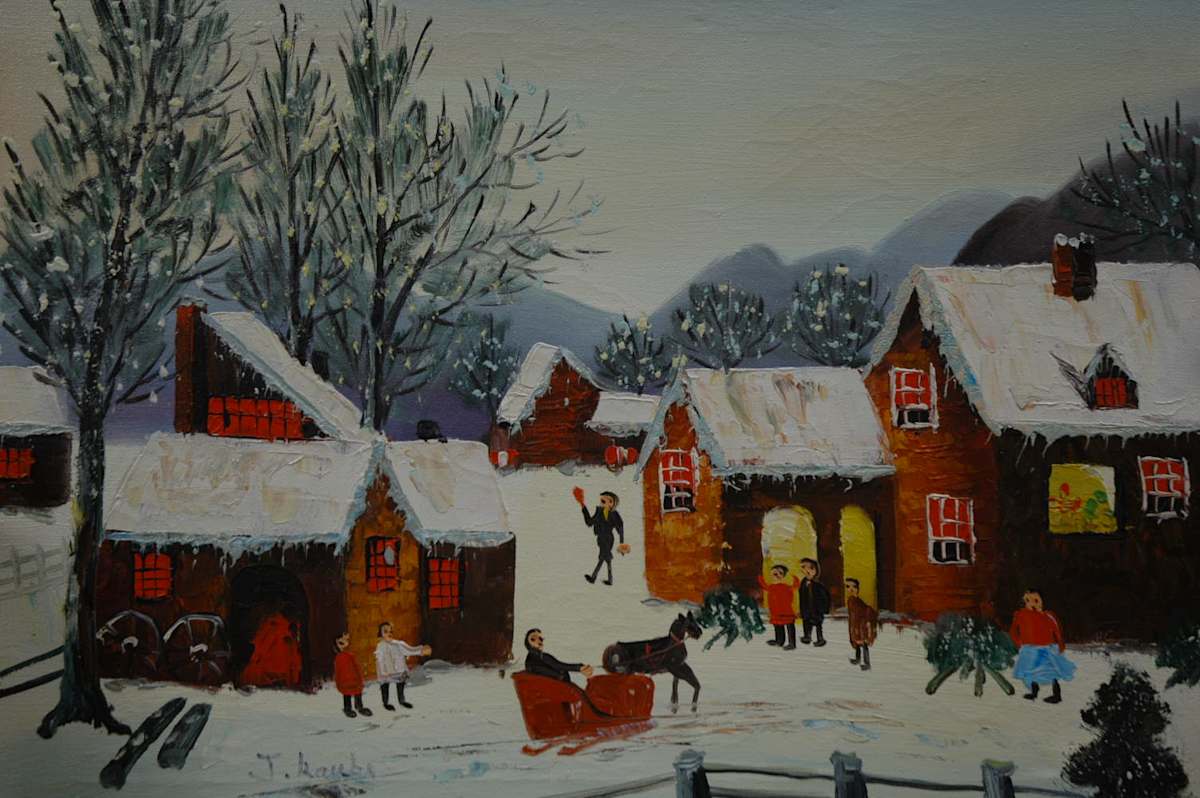 Rural Town Scene With Figures by J. Raube, Image 1.