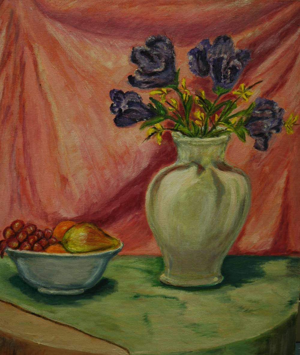 Still Life Of Flowers And Fruit by Helen Barth 