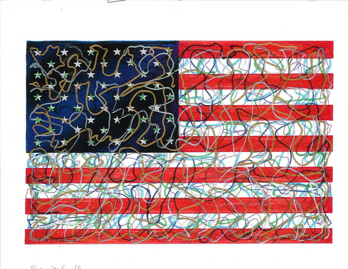 Flag With Scribbles by John Castagno 