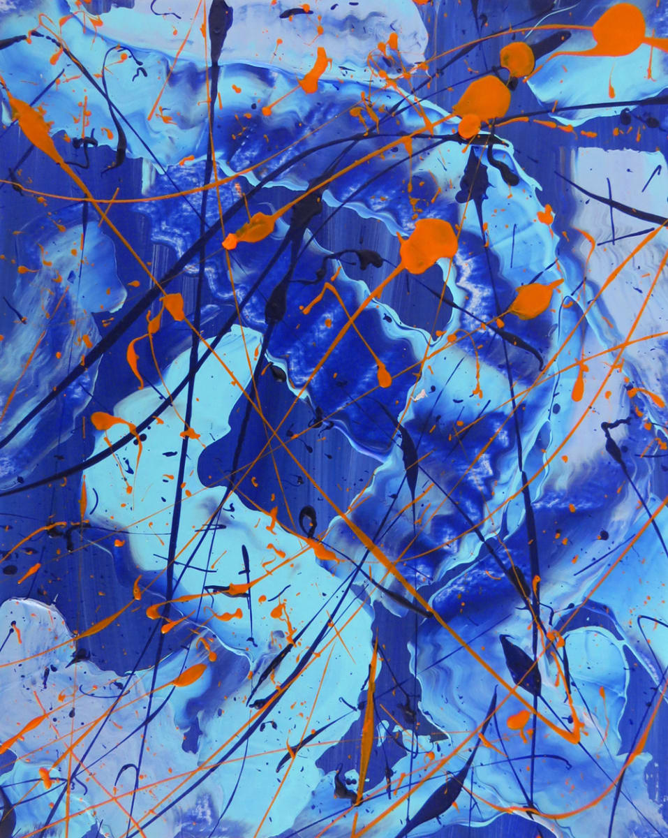 BLUE I by Bridget Bradley  Image: Blue I - Fine Art Abstract Expressionism Painting on Paper - ©2021 Bridget Bradley
