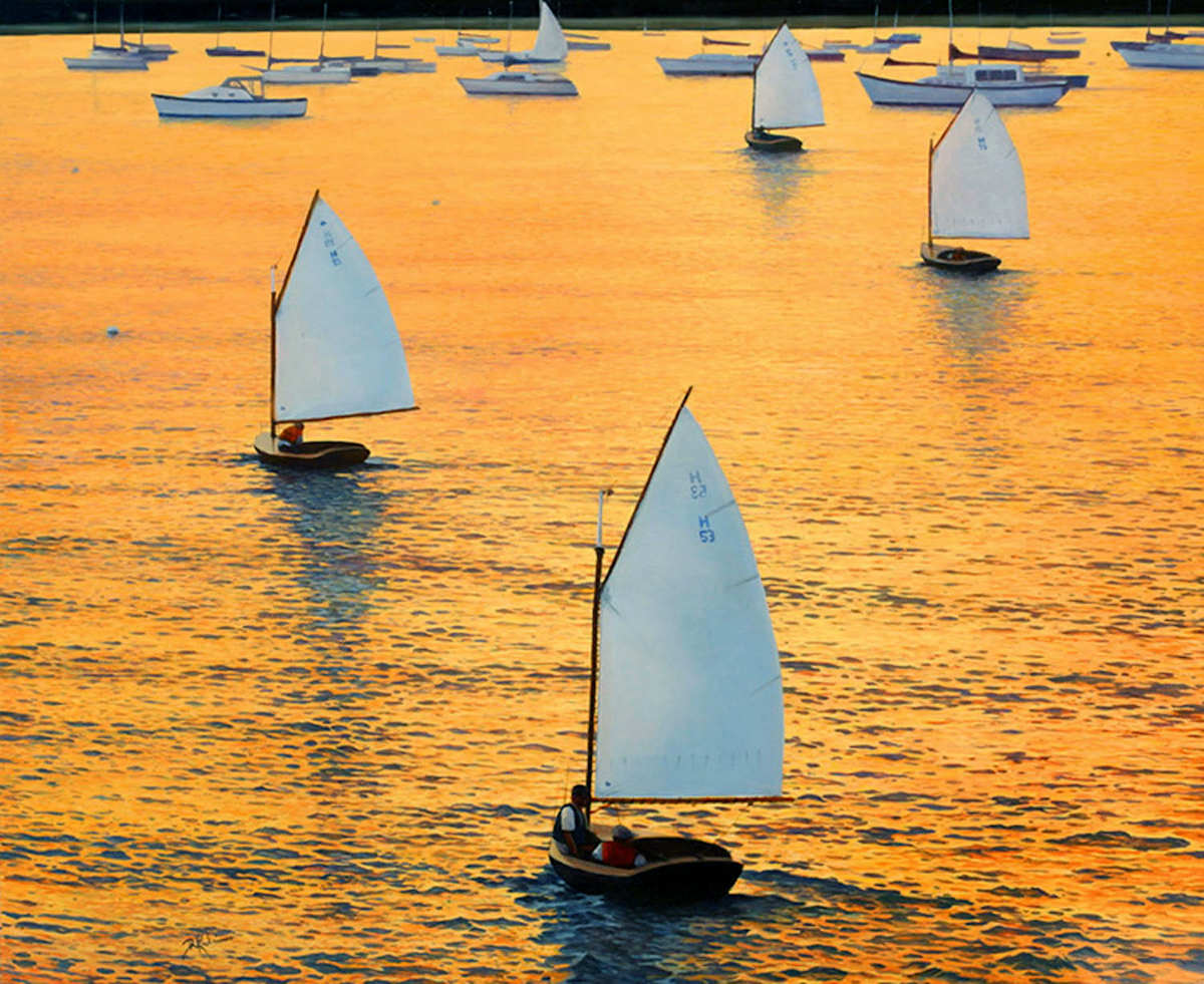 Golden Sail by David Kooharian  Image: Sailing in the golden sunlight of Hyannis MA.