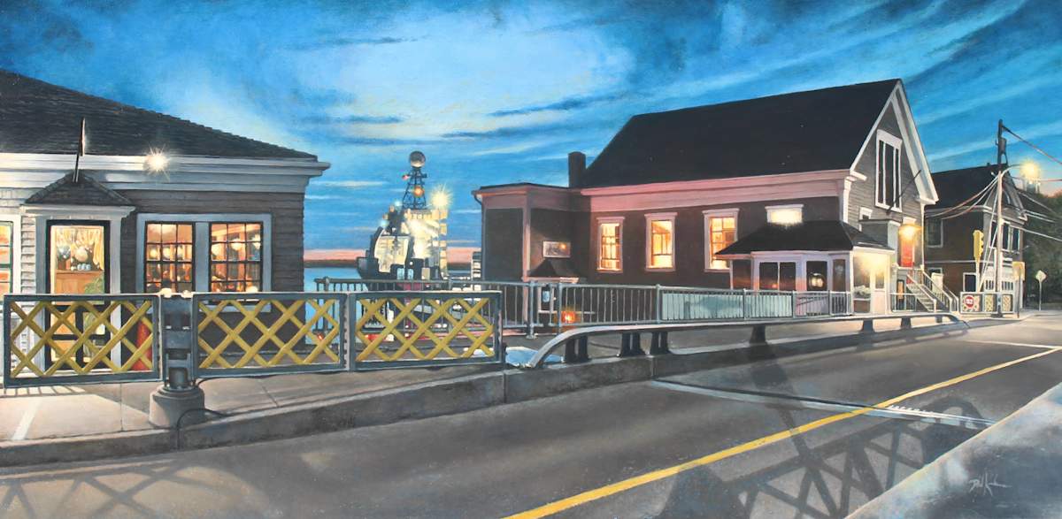 Water Street by David Kooharian  Image: Night time on Water Street in Woods Hole MA.