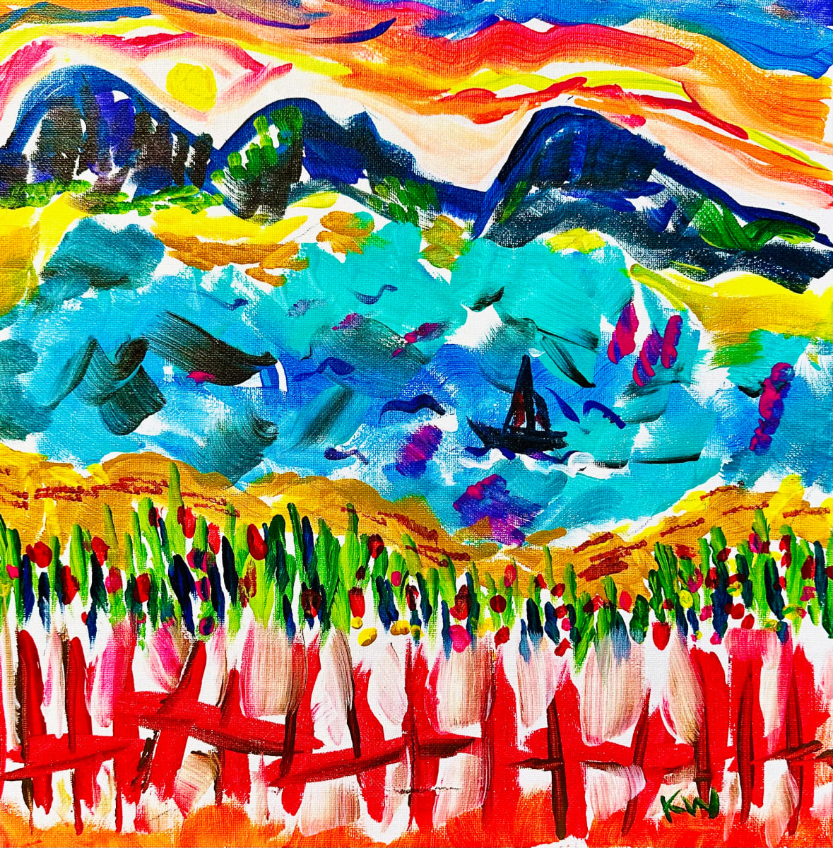 Peaceful Sunset Sail by Karen K Wallen 