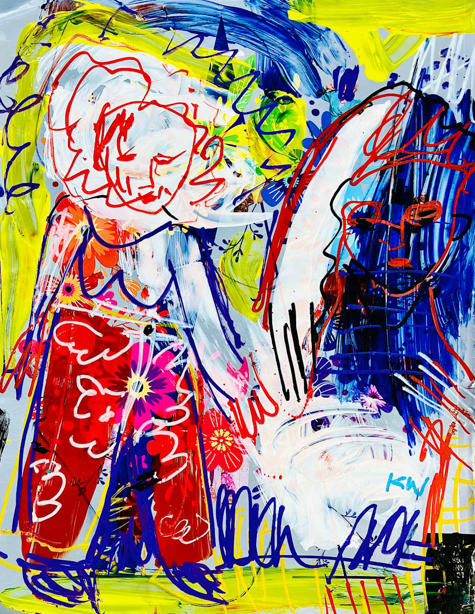 "Red Floral Pants" by Karen K Wallen, Image 1.