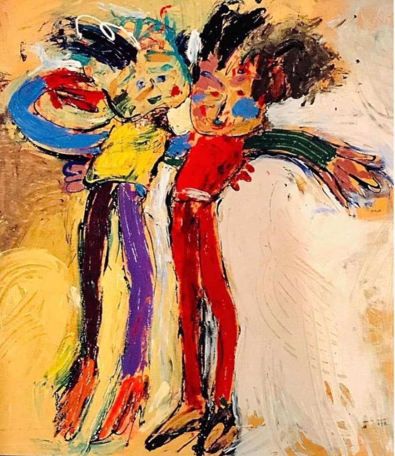 Best Friends  Image: Painted with Acrylic, in Poulsbo, Washington, this painting is the representation of the love between two confidantes and trusted companions who share life, happiness and struggles!