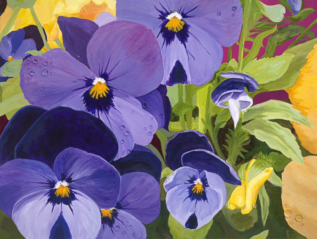 Spring Rain on Violas by Ruth McMillin 