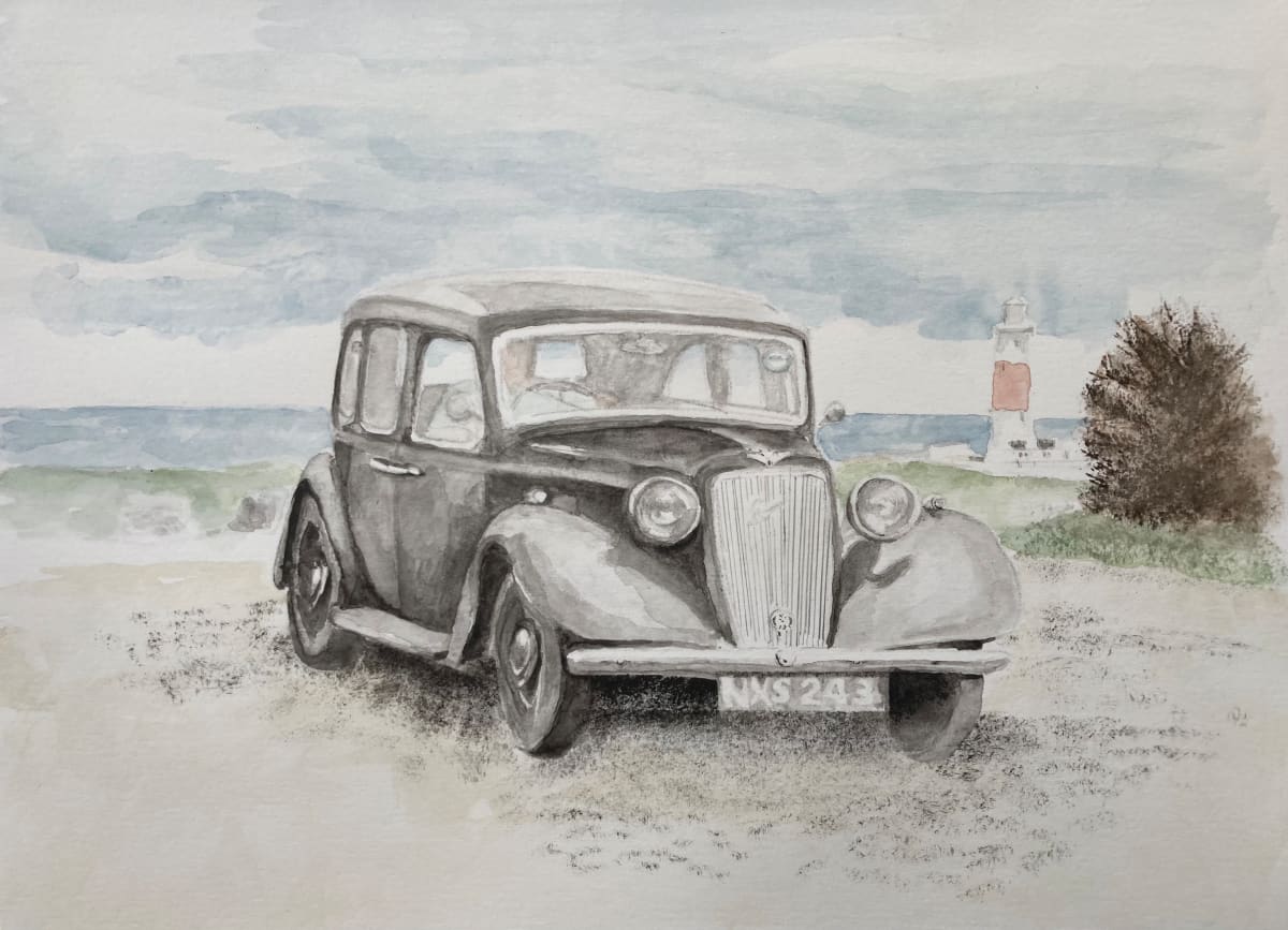 Classic Car Watercolour by Ally Tate  Image: 1937 Austin 12 New Ascot