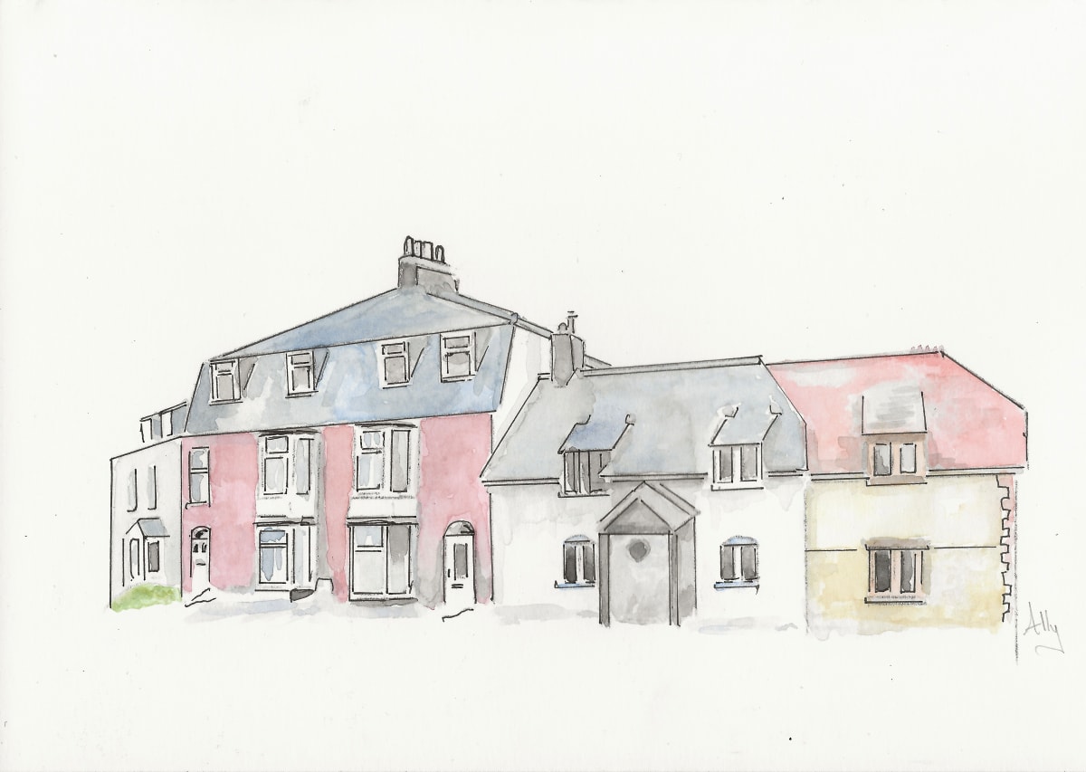Charminster Square Simple Pen and Watercolour by Ally Tate 