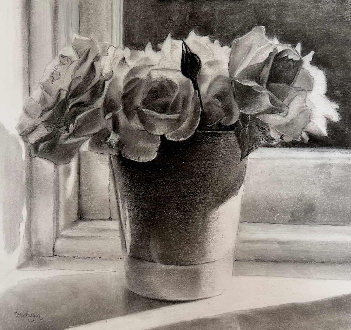 On The Sill With Roses by Lorraine Pichugin, Image 1.