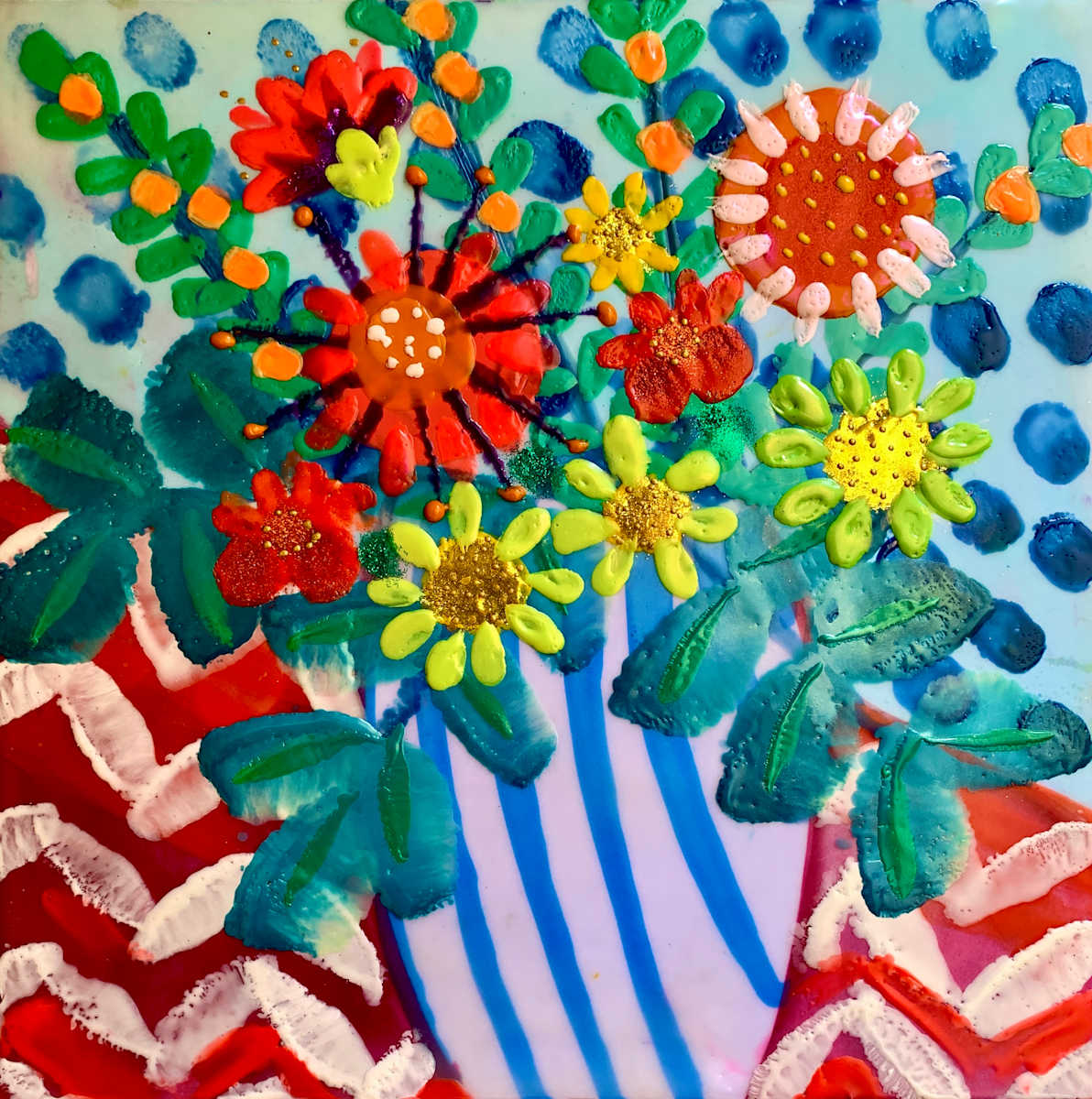 Spring Pots 1 by Sally Bramble 