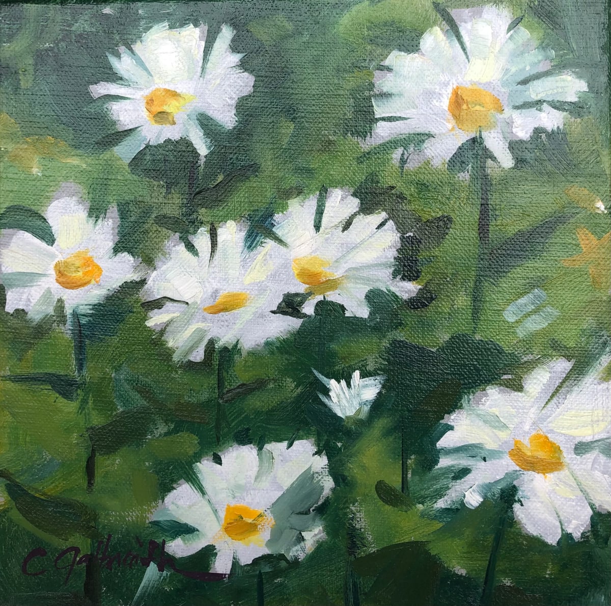 Daisies  Image: Summer daisies in the garden make me smile. “He loves me, he loves me not.” Yes I picked them and sat under the willow, plucking each petal.